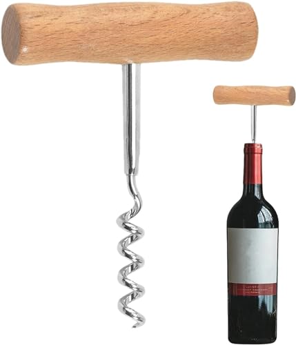 Abridor de vino plateado con sucinto, llave de acero inoxidable, abridor de botellas profesional y portátil, sacacorchos manual en forma de T para el hogar, sacacorchos de corcho fácil de atornillar y