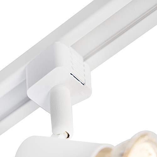 Qazqa Modern Schienensystem Lampen Komplettset, Schienenbeleuchtung, Deckenstrahler, Deckenspot - Iconic Jeany - Weiß, 5-flammig, 200cm, Ideal als Küche lampe und Wohnzimmerlampe