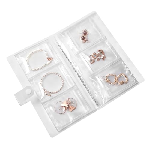 Libro de almacenamiento de joyas - Soporte transparente plegable portátil con cremallera transparente | Bolsa organizadora de joyas de viaje, para propuesta, compromiso, celebración, cumpleaños, Navid