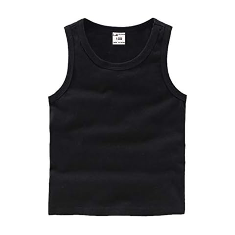 DCUTERQ Toddler Baby Boys Girls Solid Tank Tops T-Shirts Undershirts Cotton Summer Sleeveless Vest Black 3 Years Cover