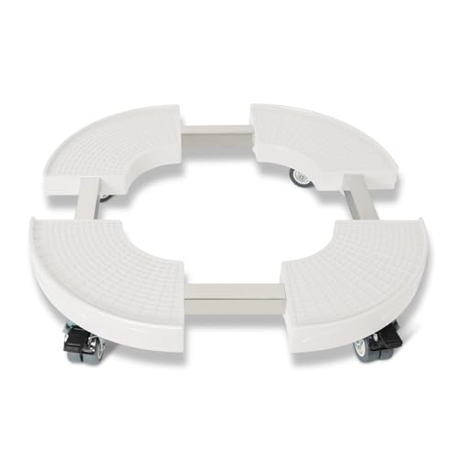 ISOISL Pflanzenroller Rund, Rolluntersetzer Einstellbar Ø38-54cm, Rollbrett Pflanzen Tragkraft 200kg, Weiß Blumenroller mit 360° Drehbare Rädern, Pflanzroller für Außenbereich und Innenbereich