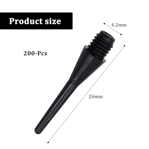 POPAPIE 200 Stück Dartspitzen Kunststoff Ersatzspitze Softdart Spitzen Nicht Leicht zu Brechen Dartpfeil Spitzen Dart Spitzen Soft für Dartsportbegeisterte Dart Zubehör für Elektronische (Schwarz)