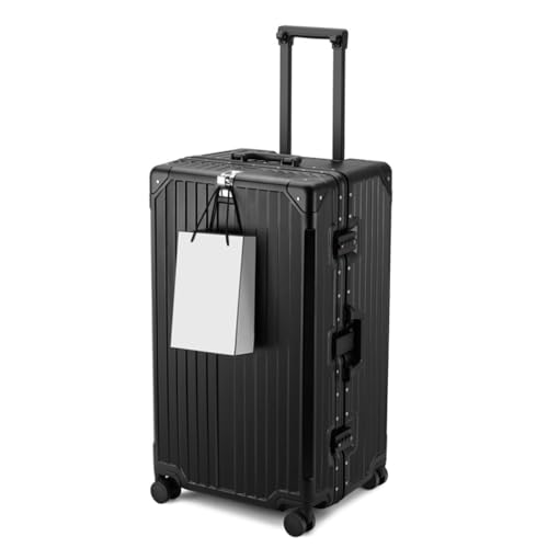 Multifunctional Trolley Case Large Capacity Suitcase Aluminum Frame Suitcase Thickened Suitcase Travel Suitcase(Black,24in)