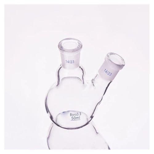 Flacon à deux cols de forme oblique 25ml à 250ml avec col rodé standard 14/23 pour laboratoire