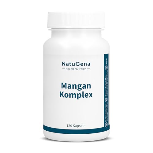 NatuGena Mangan-Komplex Gluconat Bisglycinat Citrat trägt zu einem gesunden Energiestoffwechsel bei 120 Kapseln (120 Tage Packung)