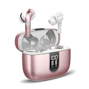 Draadloze Hoofdtelefoon,Taopod X08 Bluetooth Hoofdtelefoon Draadloze Oordopjes Met Microfoon,40 uur Speeltijd Touch Control Ipx7 Waterdicht in Ear Hoofdtelefoon (Rosegold)