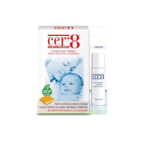 Cer'8 Cerotti Diffusori di Oli Essenziali Confezione da 48 Pezzi con Dopo Puntura Naturale