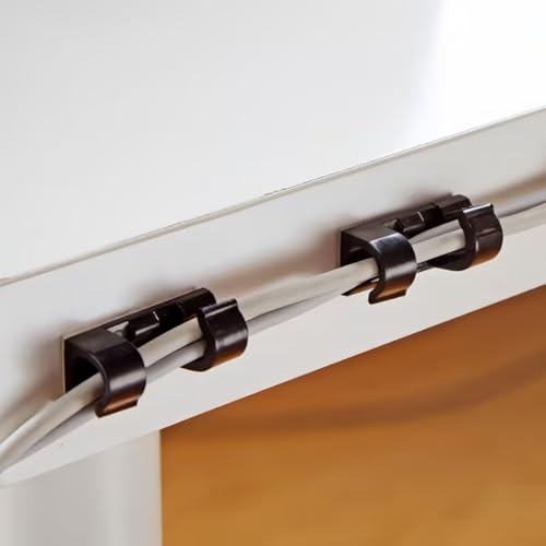 100 Pzs Abrazaderas para Cables, Soportes Adhesivos para Cables para Pared, Mantiene los Cables Ordenados Bajo Escritorios, Autos y Computadoras (Transparente) (1274-Negro) miniatura 4