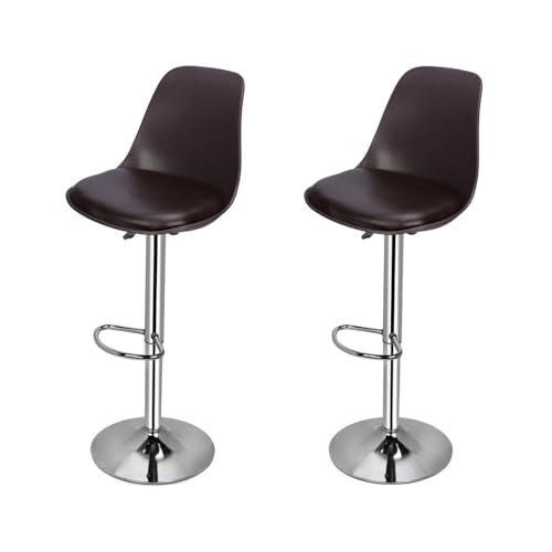 Image of activa Rapid Bar Stool Chair with Height Adjustable Design, Padded Seat & Footrest | Modern Metal Counter Stool for Kitchen, Home, Bar & Cafe Seating | Durable Comfort Chair (Brown, Set 2)