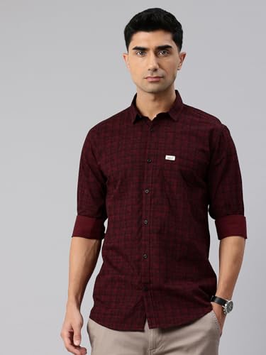 Image of Majestic Man Cotton Checkered Slim Fit Casual Shirt For Men