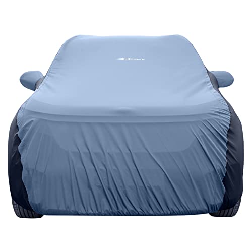 Image of NEODRIFT 'SuperTech' Car Cover for BMW Mini Cooper 3D Non-Conv. Back Ant (100% Water-Resistant, All Weather Protection, Tailored Fit, Multi-Layered & Breathable Fabric) (Colour: L.Grey+Blue)