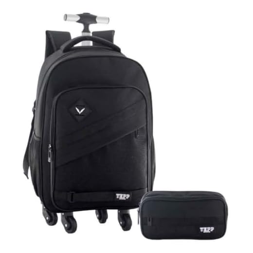 Kit Mochila 20” Com 4 Rodas 360 Escolar Juvenil Masculino Combino Conforto E Praticidade (Preto)