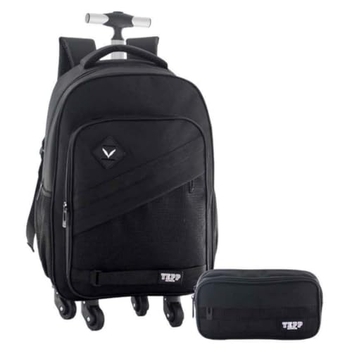 Kit Mochila 20” Com 4 Rodas 360 Escolar Juvenil Masculino Combino Conforto E Praticidade (Preto)