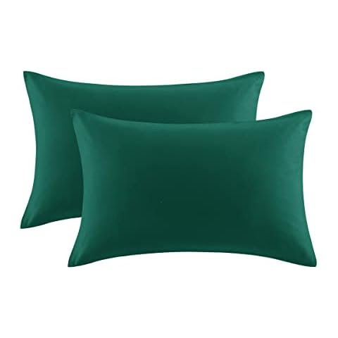 Aisbo Pillow cases 2 Pack Green - 100% Brushed Microfibre Soft Envelope Pillow Protectors - Standard Size Pillow cover 50x75cm Cover