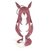 Uma Musume Pretty Derby Mihono Bourbon Cosplay peluca larga recta orejas Halloween pelo sintético resistente al calor
