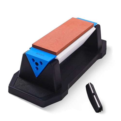 Surluoen Kit de Piedra para Afilar Cuchillos de, Grano de 3 Lados 400/1000/3000, Afilador de Cuchillos de Cocina con GuíA de ÁNgulo de PrecisióN