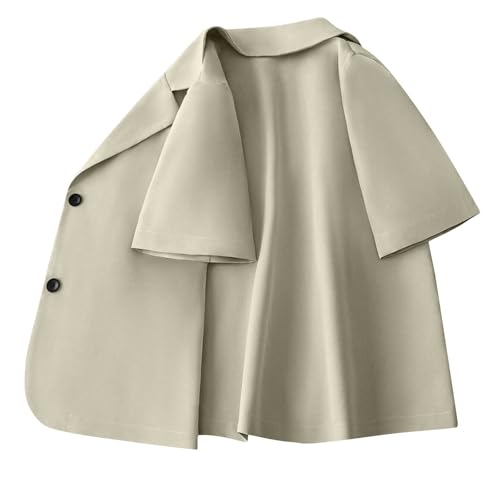 Womens Short Sleeve Blazer Dress Lapel Button Down Casual Business Formal Jackets Lightweight Work Office Suit Coats2