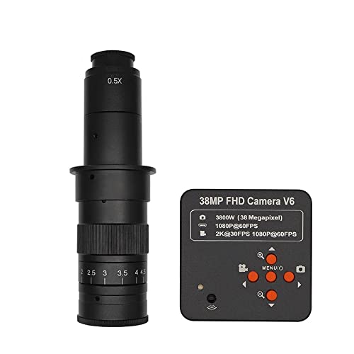顕微鏡観察 38MP 1080P HDMI ビデオ顕微鏡カメラ 130X 2000X 250X 調整可能ズーム C マウントレンズ 56 LED リングライト CPU PCB はんだ付け用(38MP 10-200X C mount)