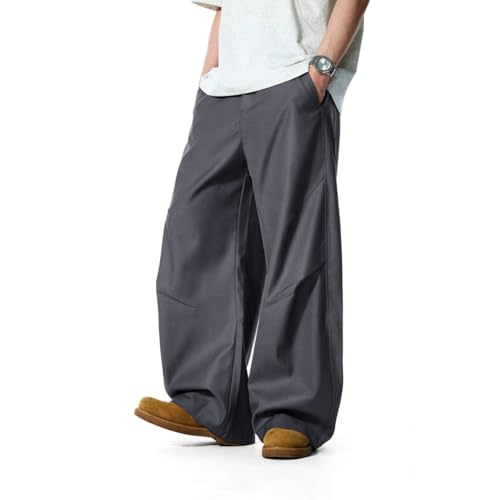 WZIKAI Men's Baggy Wide Leg Pants Zipper Fly Pleated Dress Pants Business Casual Long Trousers with Pocket2