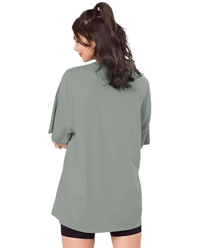 Image of SHODOX Women's Cotton Blend Oversized Drop Shoulder Solid T-Shirt(Pack of 1)