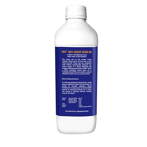 Image of Rex Wheat Germ Oil 1 LTR | Vitamin E & Omega 3,6 | Pet Skin & Coat Care