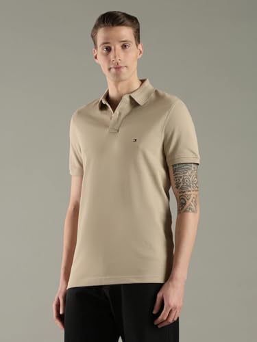 Image of Tommy Hilfiger Solid Regular fit Cotton Polo t-Shirt