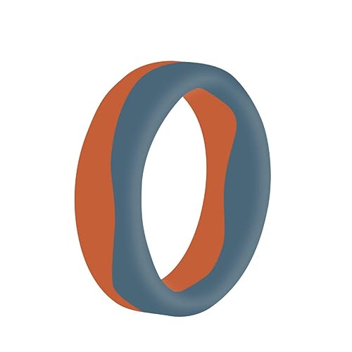 Silicone Ring Women Wedding Bands for Her Orange-Blue Thin Classic Rubber Couple Engagement Jewelry Durable Comfortable Breathable Safe 5.7mm