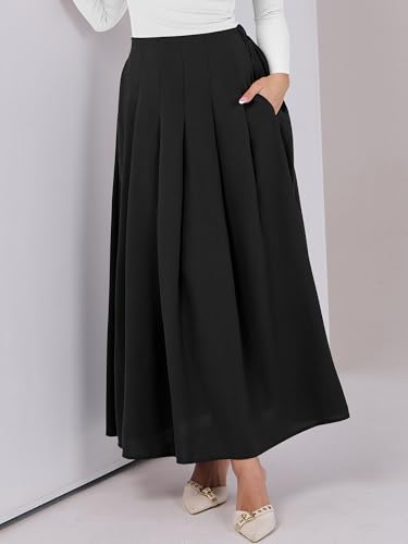 ANRABESS Women A-Line Pleated High Waist Maxi Skirt Full Ankle Length Flowy Swing Elegant Dressy Casual Work Long Skirts - Image 7