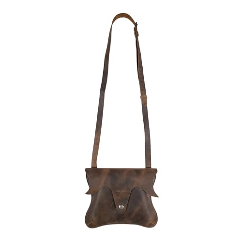 Heather's, Leaf-Shaped Shoulder Bag, Crossbody Bag with Adjustable Strap, Messenger Bag, Full Grain Leather, Handmade, Bourbon Brown