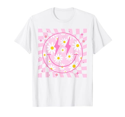 Happy Face Daisy Flower Shirt Preppy Estetica Smile Face Maglietta