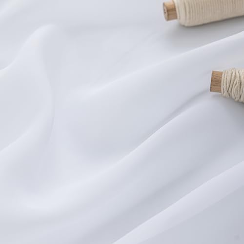 Image of MYSTIC-HOME White Sheer Curtains 95 Inch Length, Elegant Sheer Curtains for Bedroom, Rod Pocket Window Voile Sheer Curtain Panels /Drapes /Treatment for Living Room /Bedroom, 2Pcs, Each 52 inch W x 95 inch L
