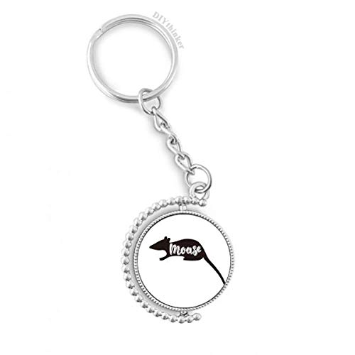 Llavero giratorio DIYthinker con motivo de ratón negro y anillo Pilgrim