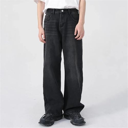 Men's Classic Casual Straight Leg Jeans Simple Vintage High Wide Leg Jeans with Pockets2