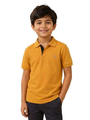 Image of Lux Cozi Boy's Polycotton Polo T-Shirt | Solid Collared Half Sleeve Tee for Kids | Soft Breathable Summer Wear | Casual Smart Polo T-Shirt | 3-14 Years