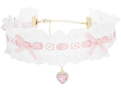 OJERRY Y2K Bow Heart Lace Choker Necklaces for Women, Aesthetic Jewelry Gifts for Girls