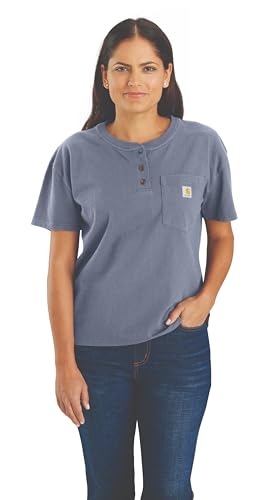 Image of Carhartt Women's 106813 Women's Loose Fit Short-Sleeve Heavyweight Henley T-Shi