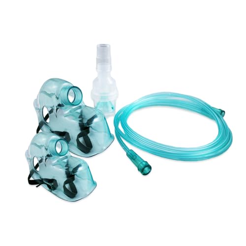 ALL4US® Kit recambios aerosol universal para adultos y niños con doble máscara, ampolla, banda elástica, tubo para inhalación, filtro y accesorios para nebulizador compatible con todas las marcas