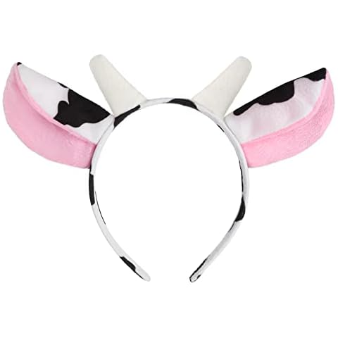 WLLHYF Kuh Stirnband Tierkopf Tragen Kuh Ohr Stirnbänder Mode Weich und Bequem Halloween Weihnachten Cosplay Kostüm Stirnband Haarschmuck Cover