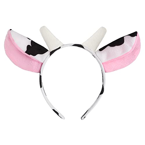 WLLHYF Bandeau de vache en forme de tête d'animal - Tendance - Doux et confortable - Pour Halloween, Noël, cosplay - Pour femme, fille, homme et femme - Décoration de fête