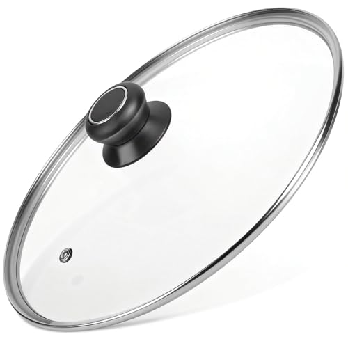 12 Inch Tempered Glass Lid for Lodge 12 Cast Iron Skillets & 6QT Dutch Ovens - Universal Cover for Frying Pans Skillets Pots & Dutch Ovens
