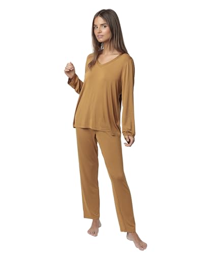 Pyjama femme ADMAS Luxury uni ensemble de nuit confortable à manches longues