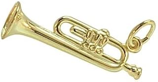 Trompete Flügelhorn Anhänger 3D echt 14 Karat Gold 585 (Art.205046)