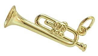 Trompete Flügelhorn Anhänger 3D echt 14 Karat Gold 585 (Art.205046)