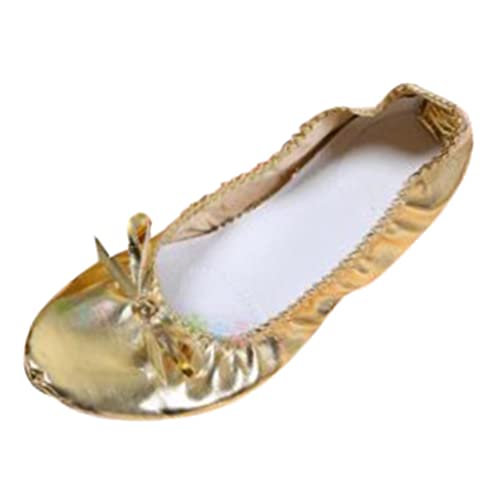 Hellery Zapatillas de Ballet Suela Partida Satín Zapatos de Danza y Gimnasia con Tiras Entrecruzadas para Adultos - dorado, 37 Cover