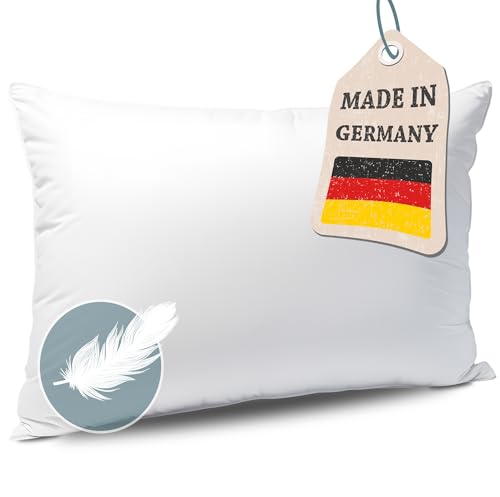 Kopfkissen Federkissen Made in Germany - Kissen mit 100% Federfüllung - Federkopfkissen mit Bezug aus Baumwolle - Ökotex-Zertifiziert - Füllkissen...