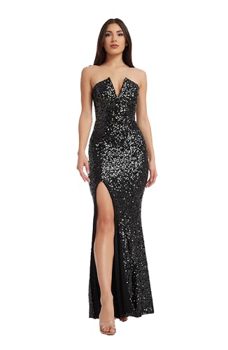 strapless open back dress Sloane Sequin Dress – Dress the Population main image 0