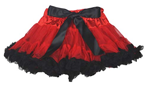 Falda para niña bicolor rojo y negro con cintura flexible de 1-2 años