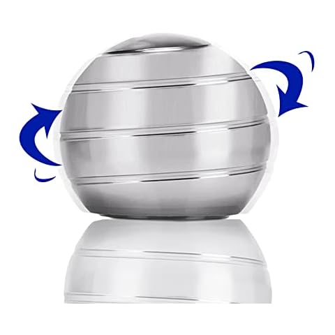 CaLeQi Kinetic Desk Toys, Optical Illusion Rotating Ball Office Stress Toys Metal Top Ball Gift for Men Women Adults and Kids(Silver, Diameter:45mm) Cover