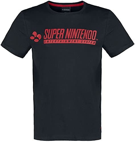 Nintendo SNES - Super Entertainment System Hombre Camiseta Negro M, 100% algodón, Regular