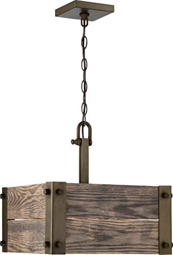 Image of Nuvo 60 /6423 Winchester 4-Light Square Pendant with Bronze & Aged-Wood Bronze Finish